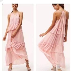 Loft pink tiered maxi dress